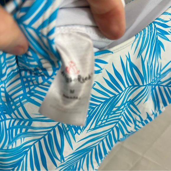 As Rose Rich Womens Knotted V-Neck One Piece Swimsuit in Blue Tropical Leaves M - Picture 5 of 5